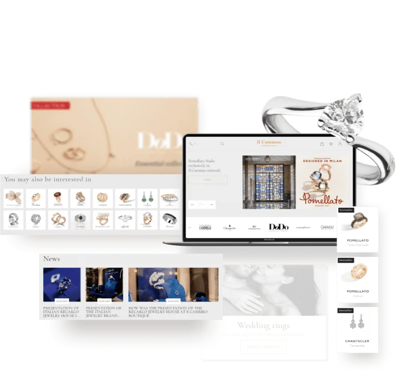 на изображении пример дизайна сайта ювелирных украшений, разработанный дизайнерами нашей веб студии